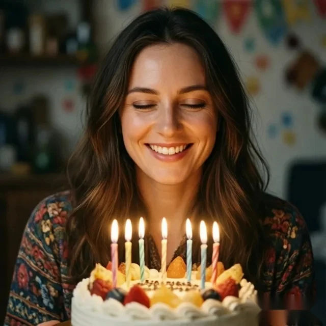 Before fixing closed eyes in a birthday photo